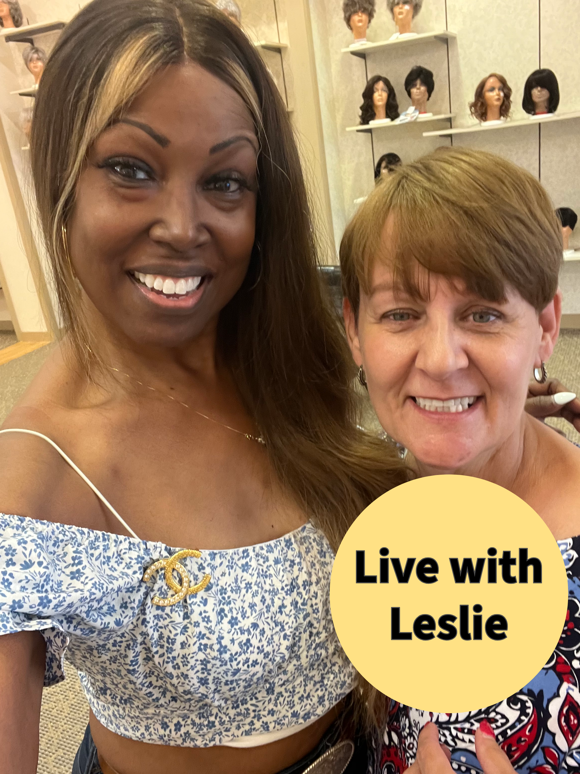 Leslie with a customer inside Natural Wigs Store