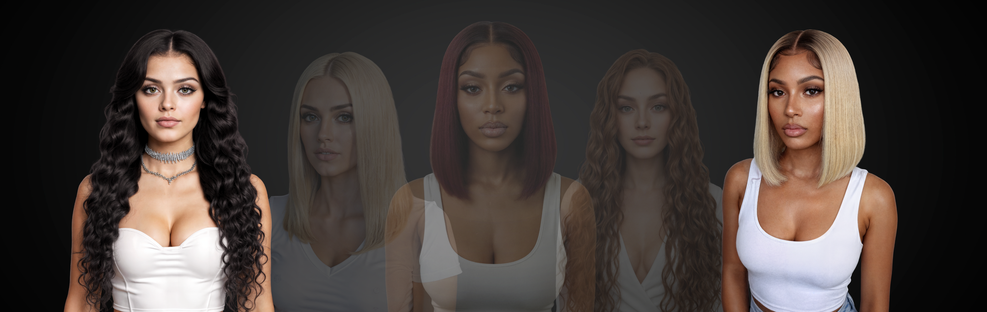 Black woman standing in fitting room holding a clipboard with customers in the background, next to a banner that says ‘Shop All Wigs’ – empowering women experiencing hair loss from alopecia, chemotherapy, or thinning edges.