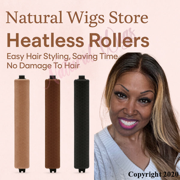 Heatless jumbo hair rollers, three packs for no heat curls – brown, dark, brown, cream, and black by Natural Wigs Store💕
