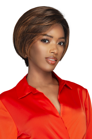 Bobbi Boss Monigue wig — sleek short bob with soft layers and natural movement, designed for a polished everyday look.